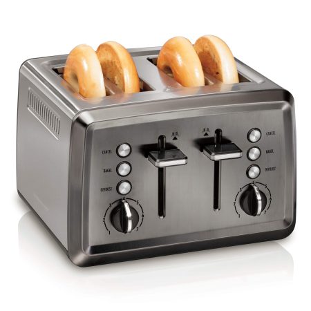 Hamilton Beach Elite Extra Wide Slots Toaster w/ 7 Settings, Stainless Steel, Black, 4-Slices