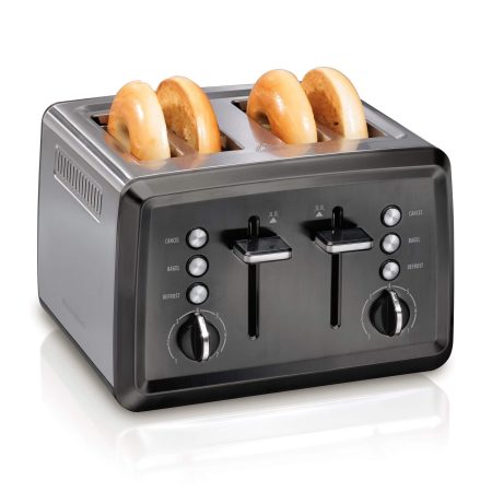 Hamilton Beach Elite Extra Wide Slots Toaster w/ 7 Settings, Stainless Steel, Black, 4-Slices