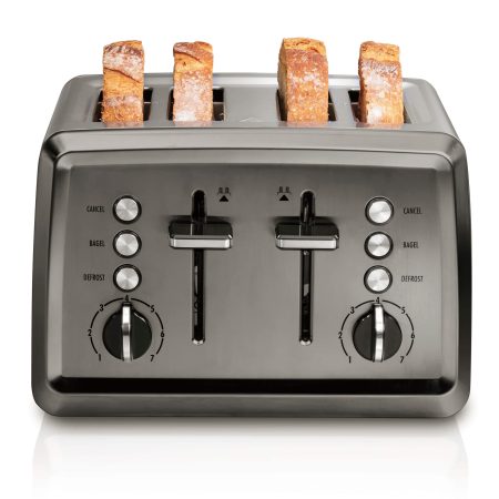 Hamilton Beach Elite Extra Wide Slots Toaster w/ 7 Settings, Stainless Steel, Black, 4-Slices