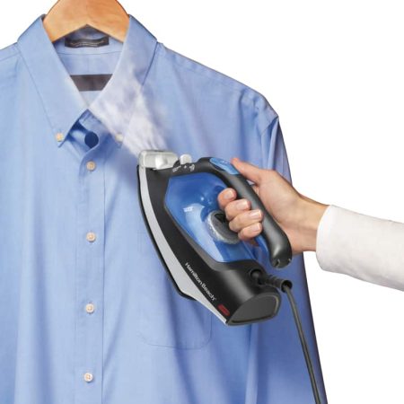 Hamilton Beach 1200W 2 in 1 Steam Iron and Clothes Steamer, Blue/Black