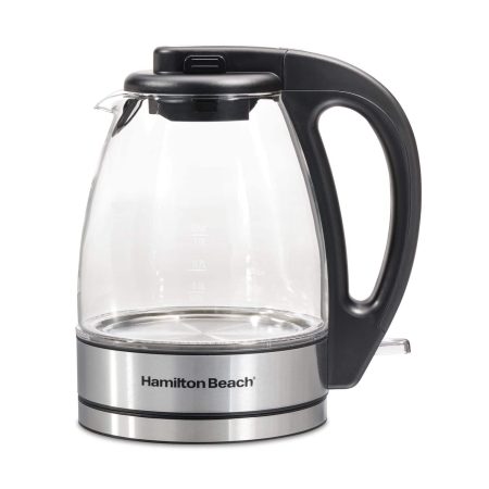 Hamilton Beach Cordless Electric Kettle w/ Auto Shut Off & Blue LED Light, Glass, 1L