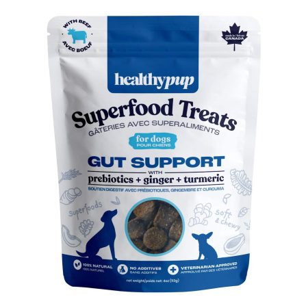 Healthypup Superfood Gut Support Dog Treat with Prebiotics, Ginger & Turmeric, 113-g