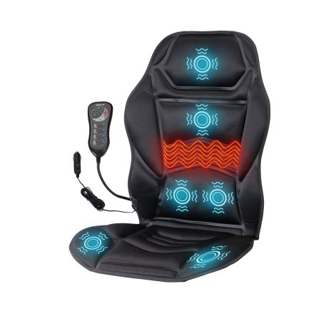 Heatech 6 Motor Massage and Heat Seat Cushion, Black