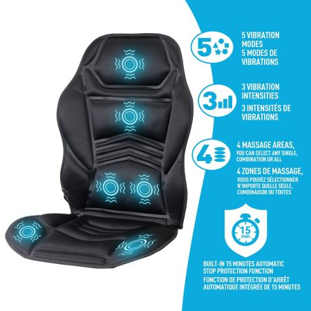 Heatech 6 Motor Massage and Heat Seat Cushion, Black