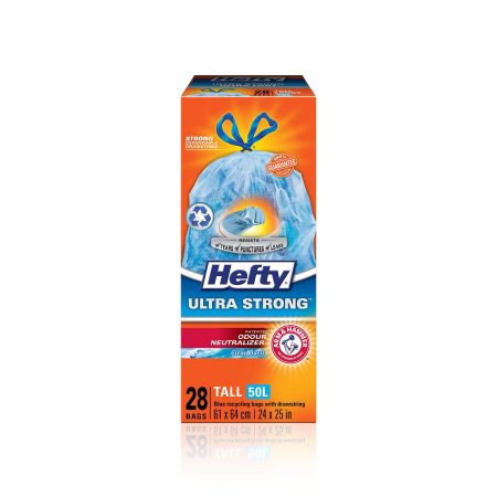 Hefty® ULTRA STRONG™ Tall 50-L Blue Recycling Garbage Bags with Drawstring & ARM & HAMMER™, 28-pk