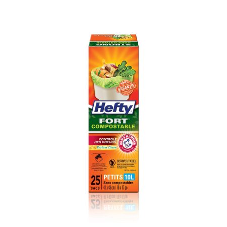 Hefty® STRONG™ Small 10-L Compostable Garbage Bags with ARM & HAMMER™ & Lemon Scent, 25-pk