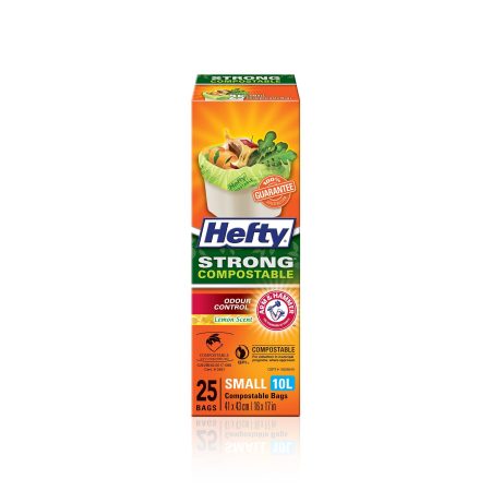 Hefty® STRONG™ Small 10-L Compostable Garbage Bags with ARM & HAMMER™ & Lemon Scent, 25-pk