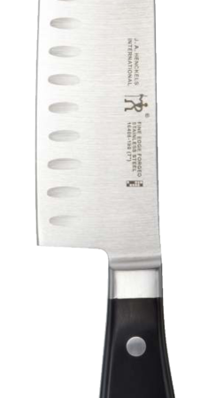 Henckels Stainless Steel Fine Edge Forged Santoku Knife, Ergonomic Grip, 7-in