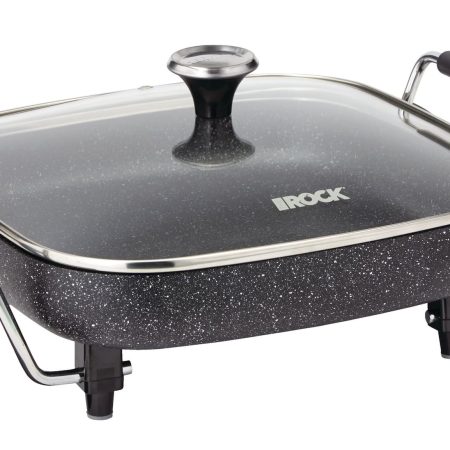 Heritage The Rock Non-Stick Electric Skillet, Black, 15x12-in