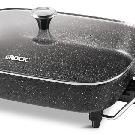 Heritage The Rock Non-Stick Electric Skillet, Black, 15x12-in