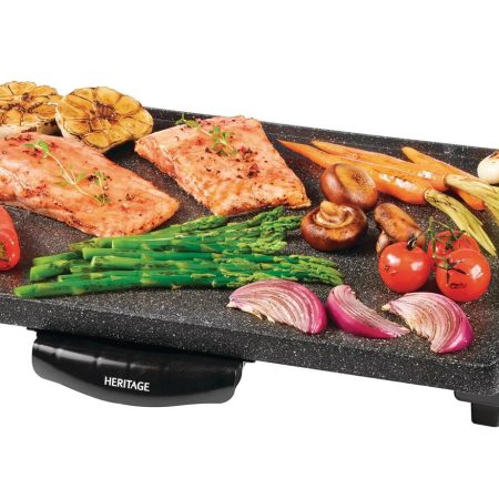 Heritage The Rock Family-Sized Non-Stick Electric Griddle/Party Grill, Black, 19x13-in