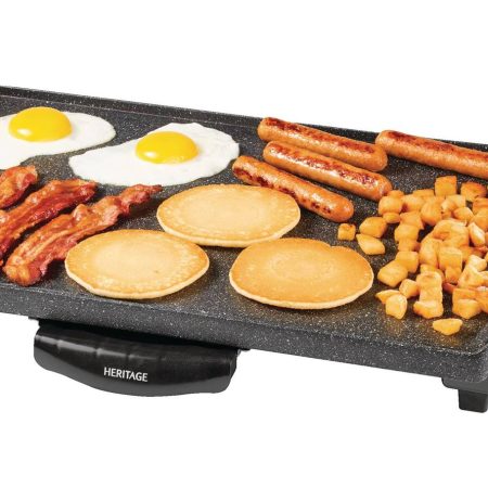 Heritage The Rock Family-Sized Non-Stick Electric Griddle/Party Grill, Black, 19x13-in