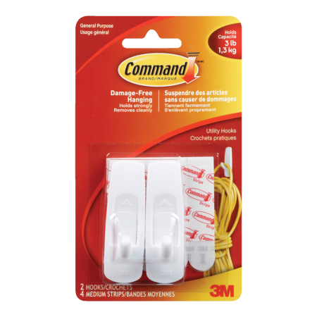 Command Medium Removable Self-Adhesive Hooks, Damage Free Hanging, Reusable