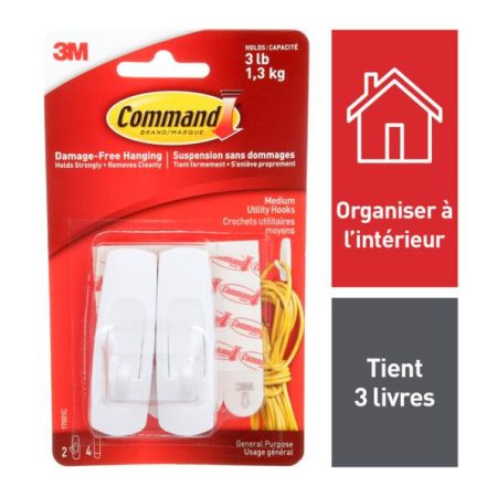 Command Medium Removable Self-Adhesive Hooks, Damage Free Hanging, Reusable