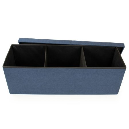 Humble Crew Harper Folding Storage Ottoman Bench with Padded Flip Lid, Blue, 43-in