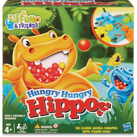 Hasbro Hungry Hungry Hippos Feeding/Marble-Chomping Game For Kids, Ages 4+