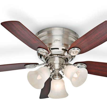 Hunter Low Profile Reversible 5-Blade 3-Speed Ceiling Fan with Lighting, 42-in, Maple/Cherry