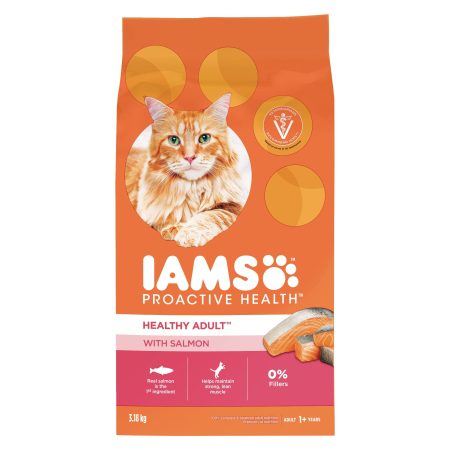 IAMS Proactive Health Adult Dry Cat Food with Salmon, 3.2-kg