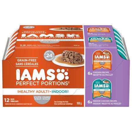 IAMS Perfect Portions Chicken & Indoor Chicken Adult Wet Cat Food, 12-Pk, 900-g