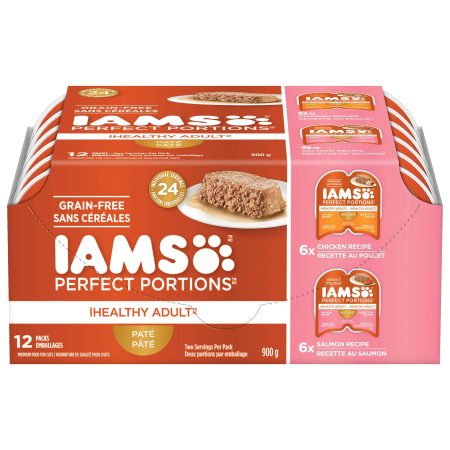 IAMS Perfect Portions Grain-Free Chicken & Salmon Wet Cat Food, 12-Pk, 900-g