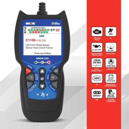 Innova  Fuel Pressure OBD2 Vehicle Code Reader / Scan Tool w/ ABS & SRS