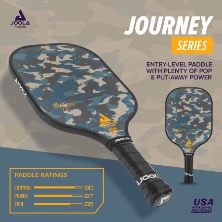 JOOLA Journey Camo Lightweight Fiberglass Graphite Pickleball Paddle/Racket, For Adults & Kids