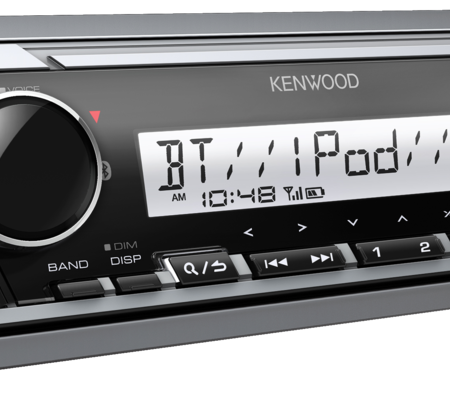 KENWOOD KMR-M332BT Marine Digital Media Receiver with Bluetooth, Front USB & AUX Input, and Time Alignment