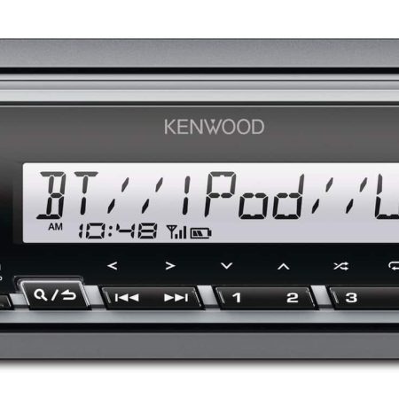 KENWOOD KMR-M332BT Marine Digital Media Receiver with Bluetooth, Front USB & AUX Input, and Time Alignment