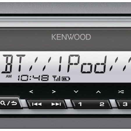 KENWOOD KMR-M332BT Marine Digital Media Receiver with Bluetooth, Front USB & AUX Input, and Time Alignment