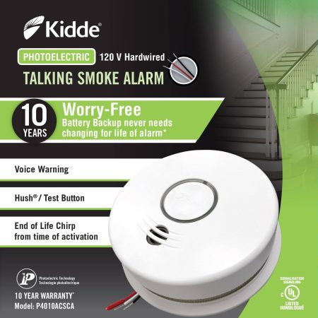 Kidde Worry-Free 120V Hardwired Smoke Alarm with 10-Year Sealed Battery