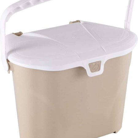 Orbis Plastic Compost Bin with Handle, White/Beige, 7-L