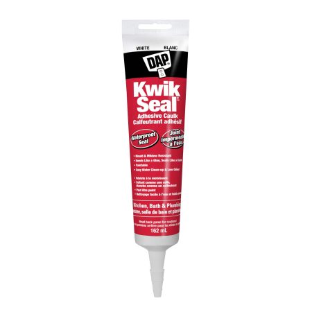 DAP Kwik Seal Kitchen & Bath Adhesive Caulk, Waterproof Seal, Paintable, White, 162-mL