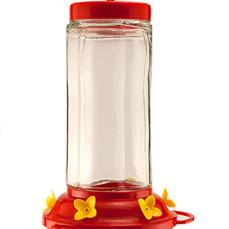 Panacea Large Clear Glass Swirl Optic Hummingbird Feeder, 30 oz, 10.3-in