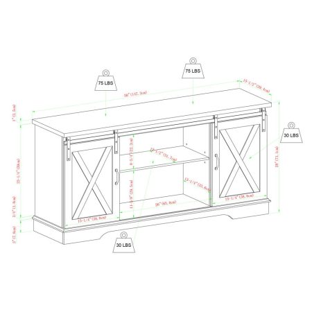 Walker Edison Lisburn Designs Modern Farmhouse TV Stand, White/Oak