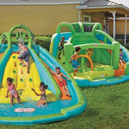 Little Tikes Outdoor Inflatable Rocky Mountain River Race Slide Bouncer, Kids Ages 5+