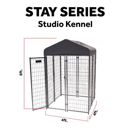 Lucky Dog® STAY Series™ Studio Kennel, Steel Grey, 4-ft x 6-ft