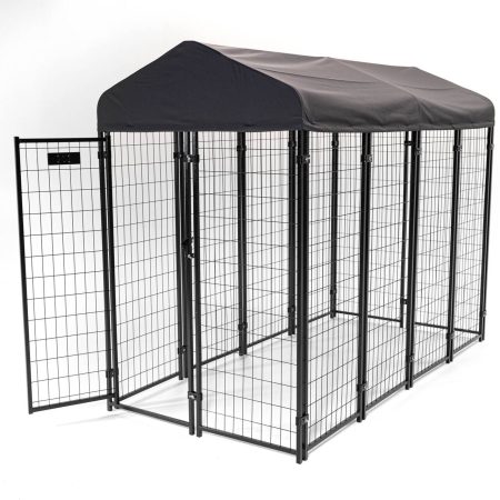 Lucky Dog® STAY Series™ VIlla Kennel, Steel Grey, 4-ft x 8-ft