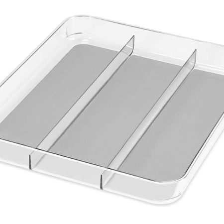 Madesmart Large 3-Compartment Drawer Storage Organizer Tray/Bin For Kitchen/Vanity/Office, Clear