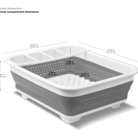 Madesmart Collapsible Folding Plastic Dish & Cutlery Drying/Draining Rack For Kitchen, White