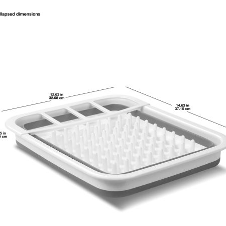 Madesmart Collapsible Folding Plastic Dish & Cutlery Drying/Draining Rack For Kitchen, White