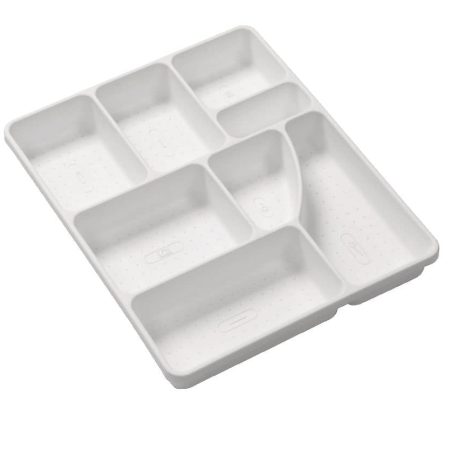 Madesmart Large 7-Compartment Junk Drawer Storage Organizer Tray For Kitchen/Vanity/Office, White