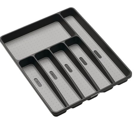 Madesmart Large 6-Compartment Cutlery & Kitchen Utensil Drawer Organizer Tray/Holder, Grey