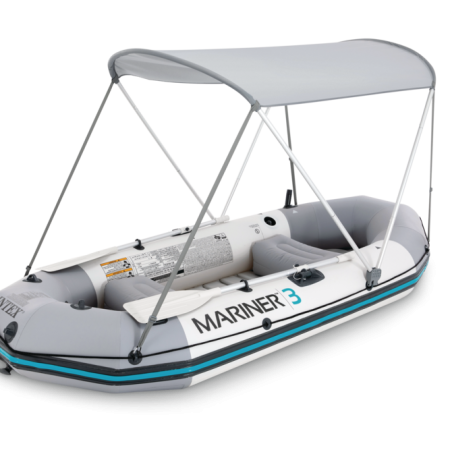 Intex Mariner Inflatable Boat with Canopy & Oars, PVC, Grey