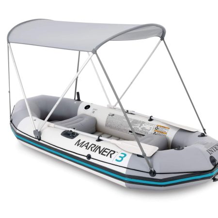 Intex Mariner Inflatable Boat with Canopy & Oars, PVC, Grey