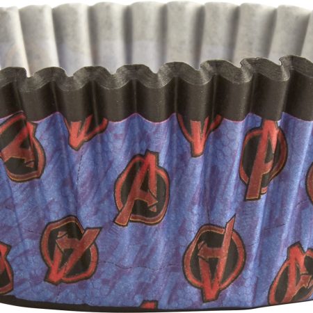 Disney Marvel Avengers Hulk/Black Panther/Iron Man Cupcake Decorating Kit with Baking Cups & Picks, Blue/Red, 2-in, 48-pk, for Birthday Party