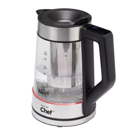 MASTER Chef 360° Cordless Glass Kettle with Steeper, Black/Stainless Steel, 1.7-L