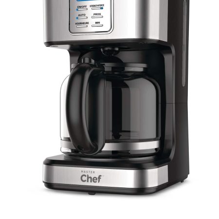 MASTER Chef Coffee Maker w/ Glass Carafe, Stainless Steel, Black, 12 Cups