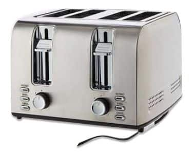 MASTER Chef Stainless Steel Toaster with 3 Settings, 4-Slice