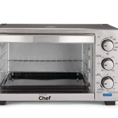 MASTER Chef Convection Toaster Oven w/ 4 Functions, Stainless Steel, Black, 6-Slices