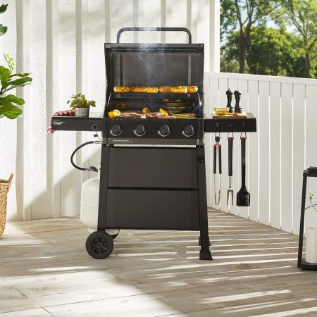 MASTER Chef Discover 4-Burner Propane Gas BBQ with Push-Button Ignition